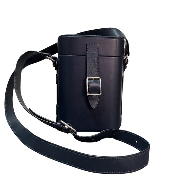 Officina del Poggio Handbags - Officina del Poggio Women's Navy Blue Leather Mini Safari Cross Body Bag
